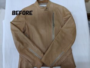 革ジャン修理　革ジャン補色　革ジャケットの首元の変色修理