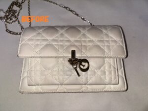 バッグ修理　Diorディオール　レディディオール　色移り　汚れ修理　染め直し