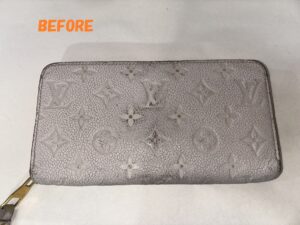 財布修理　Louis Vuittonルイヴィトン　長財布　お色の剥がれの補修　染め直し