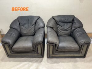 ソファー修理　一人掛けソファー　色あせ　色抜け　染め直し　リカラー　