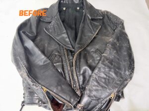 革ジャン修理　レザージャケット　ライダースジャケット　スレ補修　染め直し