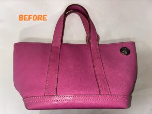 バッグ修理　レディース　ハンドバッグ　角スレ補修　汚れ補修　染め直し