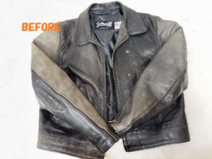 革ジャン修理　SCHOTTショット　メンズ　レザージャケット　色あせ　色抜け　染め直し