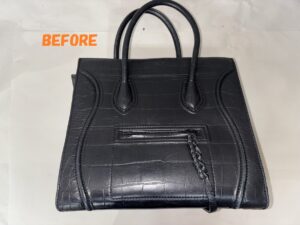 バッグ修理　CELINEセリーヌ　ラゲージ　角スレの補修　色あせ補修　染め直し