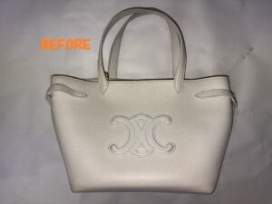 バッグ修理　CELINEセリーヌ　レディースバッグ　角スレ補修　染め直し　カラーチェンジ