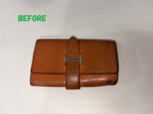 革小物修理　HERMESエルメス　ベアン　キーケース　汚れ除去　お色の剥がれ補修　染め直し