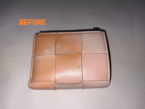 財布修理　ボッテガヴェネタ　折りたたみ財布　シミ補修　染め直し