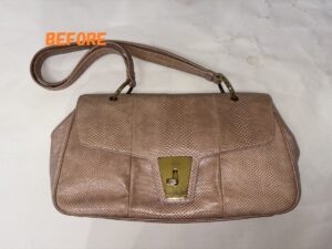 バッグ修理　GUCCIグッチ　パイソン革　色あせ　黒ずみの補修　染め直し